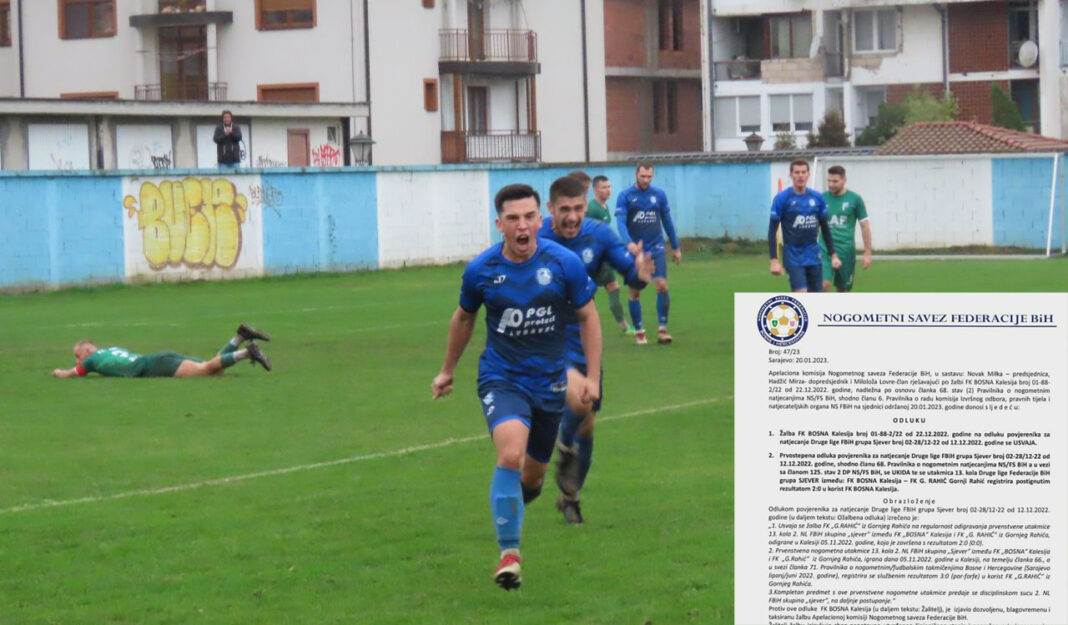 FK Bosna Kalesija “vraćeni” bodovi protiv Rahića FK Bosna Kalesija “vraćeni” bodovi protiv Rahića