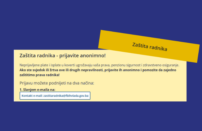 Putem kanala Vlade Federacije BiH “Zaštita radnika” do sada pristiglo 1.500 prijava građana Putem kanala Vlade Federacije BiH “Zaštita radnika” do sada pristiglo 1.500 prijava građana