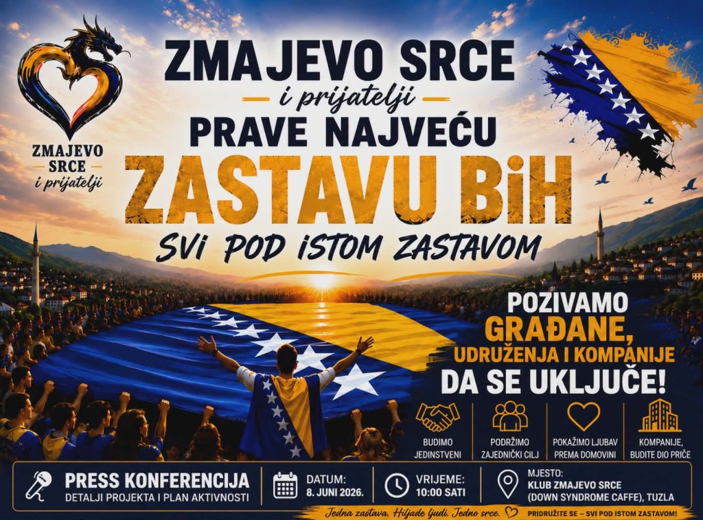 Klub Zmajevo srce i prijatelji prave najveću zastavu BiH Klub Zmajevo srce i prijatelji prave najveću zastavu BiH