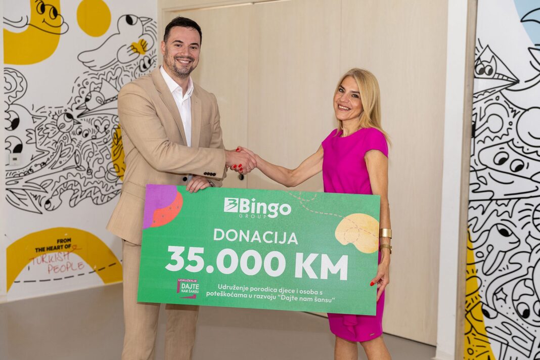 Bingo Group donirao 35.000 KM za unapređenje uslova u Dnevnom centru Udruženja „Dajte nam šansu“ Bingo Group donirao 35.000 KM za unapređenje uslova u Dnevnom centru Udruženja „Dajte nam šansu“
